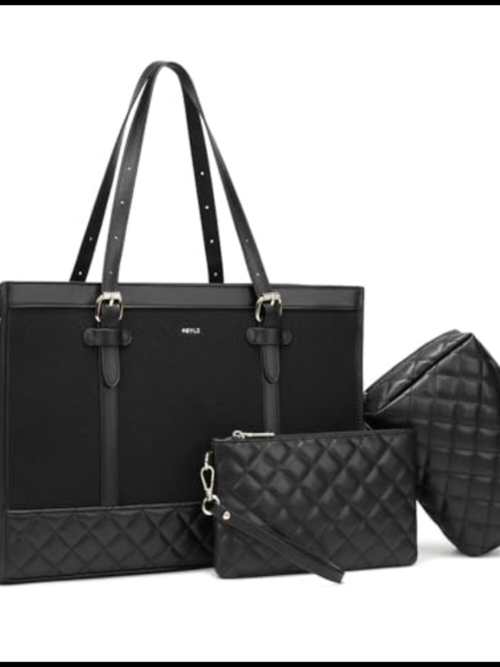 15.6 Inch Canvas Laptop Bag Set with Makeup Bag Clutch Messenger Tote for Work